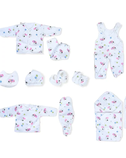 Cow 11 Piece New Born Suit Set With Fleece