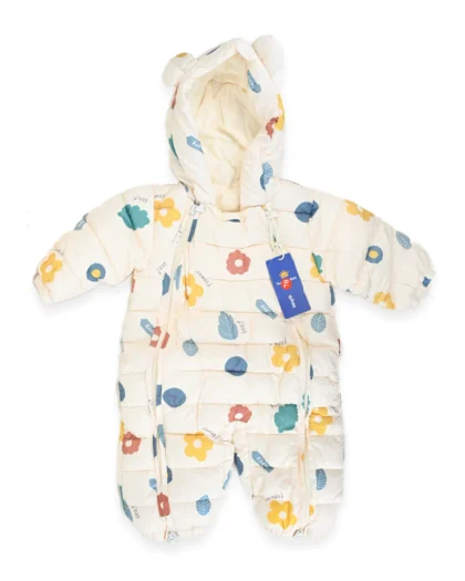 Hooded Flower Quilted Fleece Romper