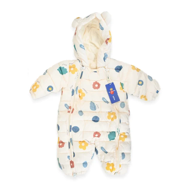 Hooded Flower Quilted Fleece Romper