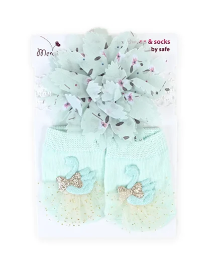 Swan Socks and Headband Set Sky Blue