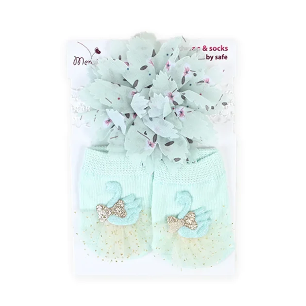 Swan Socks and Headband Set Sky Blue