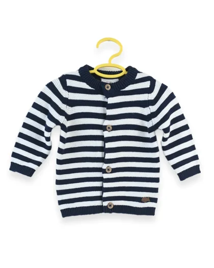 Blue white Stripes Wool Cardigan Sweater