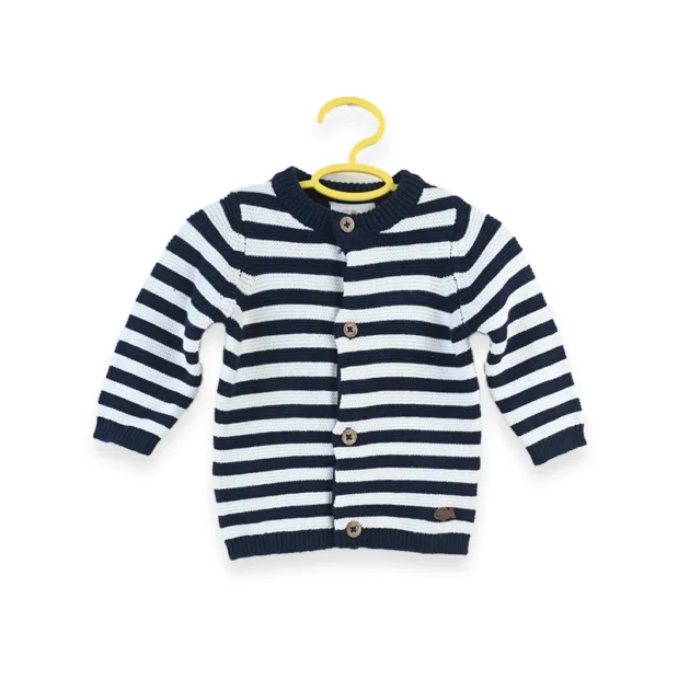 Blue white Stripes Wool Cardigan Sweater