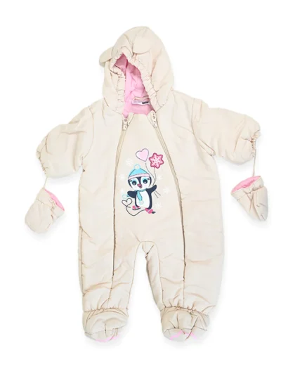 Penguin Duffle Hooded Romper With Mittens