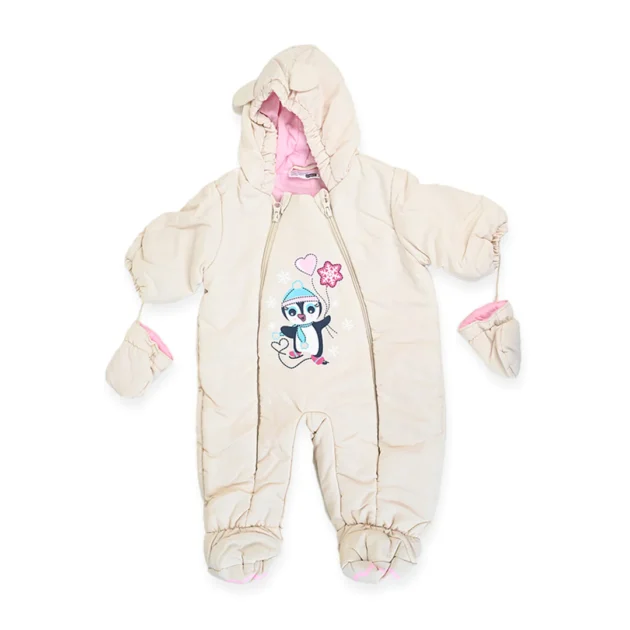 Penguin Duffle Hooded Romper With Mittens