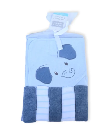 Blue elephant hooded towel