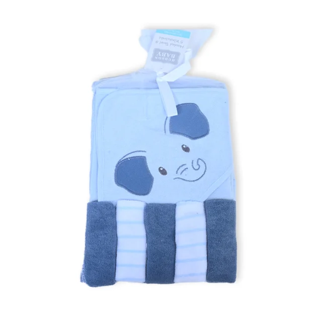 Blue elephant hooded towel