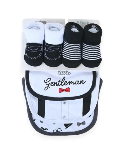 Mommy's Little Gentleman 5 Piece Bib Set With Booties