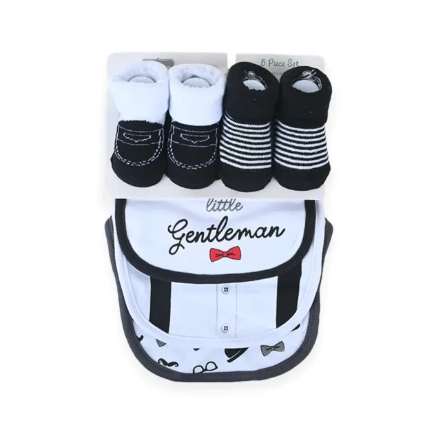 Mommy's Little Gentleman 5 Piece Bib Set With Booties