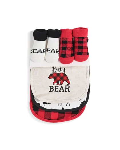 Red Baby Bear 5 Piece Bib Set With Booties